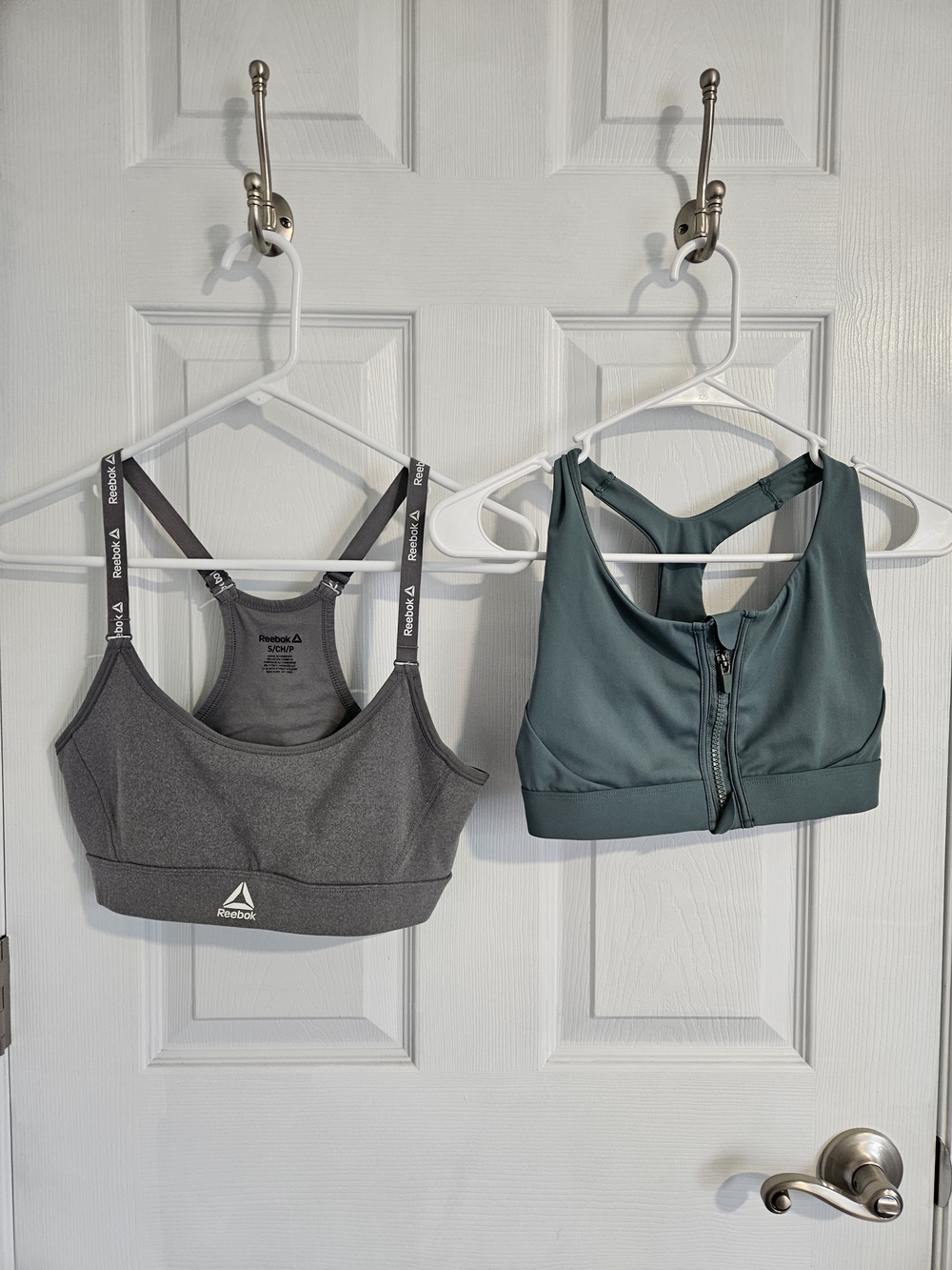 Reebok Gray Sports Bra + Teal Green Zip-Front Sports Bra Duo